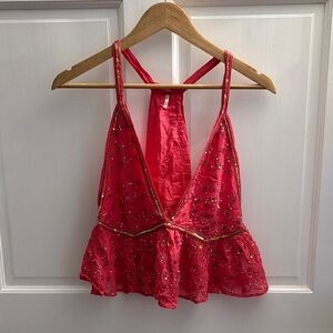 Free People Red Embellished Camisole
